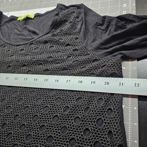 Picadilly Blouse Womens Size Large Black Layed Eyelet Flowing Long Sleeve - Picture 9 of 10